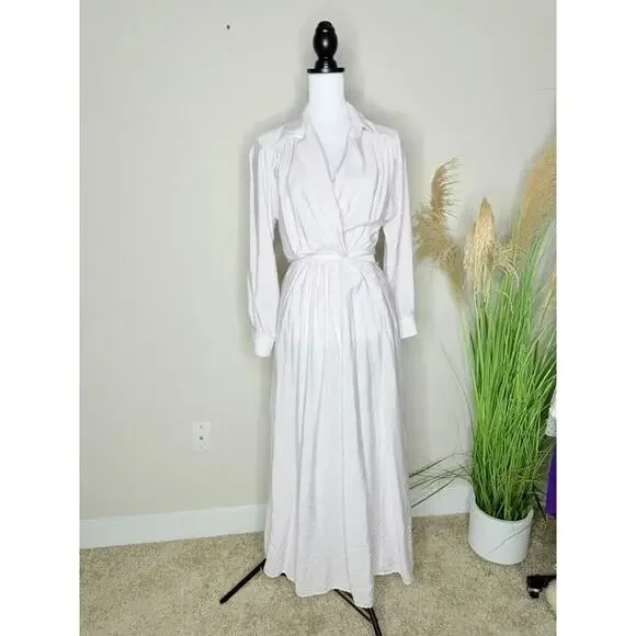 Young Fabulous and Broke Derby Cut Out Poplin Shirt Maxi Dress Pink Medium Crop - Picture 2 of 9